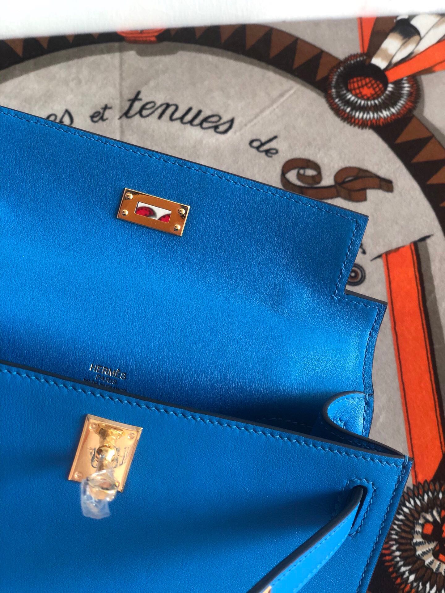 에르메스 미니 켈리백22 블루 금장 스위프트